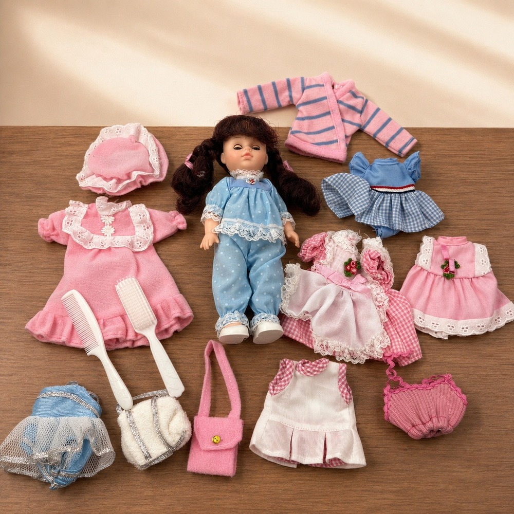 Vintage Heidi Doll 4103 Made in Hong Kong with Outfits and Accessories Lot